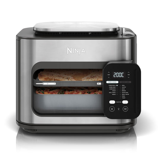 Ninja Combi 12-en-1 Multi-Cuiseur, Four & Friteuse sans huile, 12 Fonctions de Cuisson, Repas de Taille Familiale en 15 Minutes*, avec Plateau de Cuisson,Poêle et Guide de Recettes, Gris, SFP700EU.