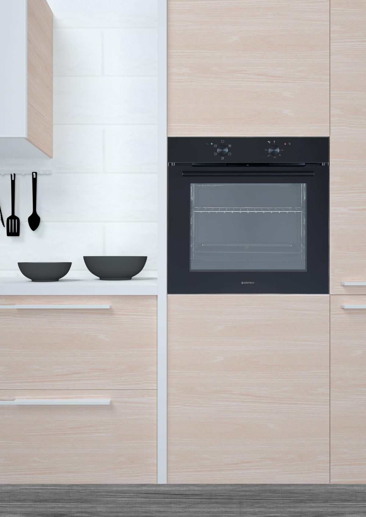 GEDTECH Four encastrable multifonctions GFO76BL - Noir - 76L - Grill - Porte froide - Fonctions vapeur