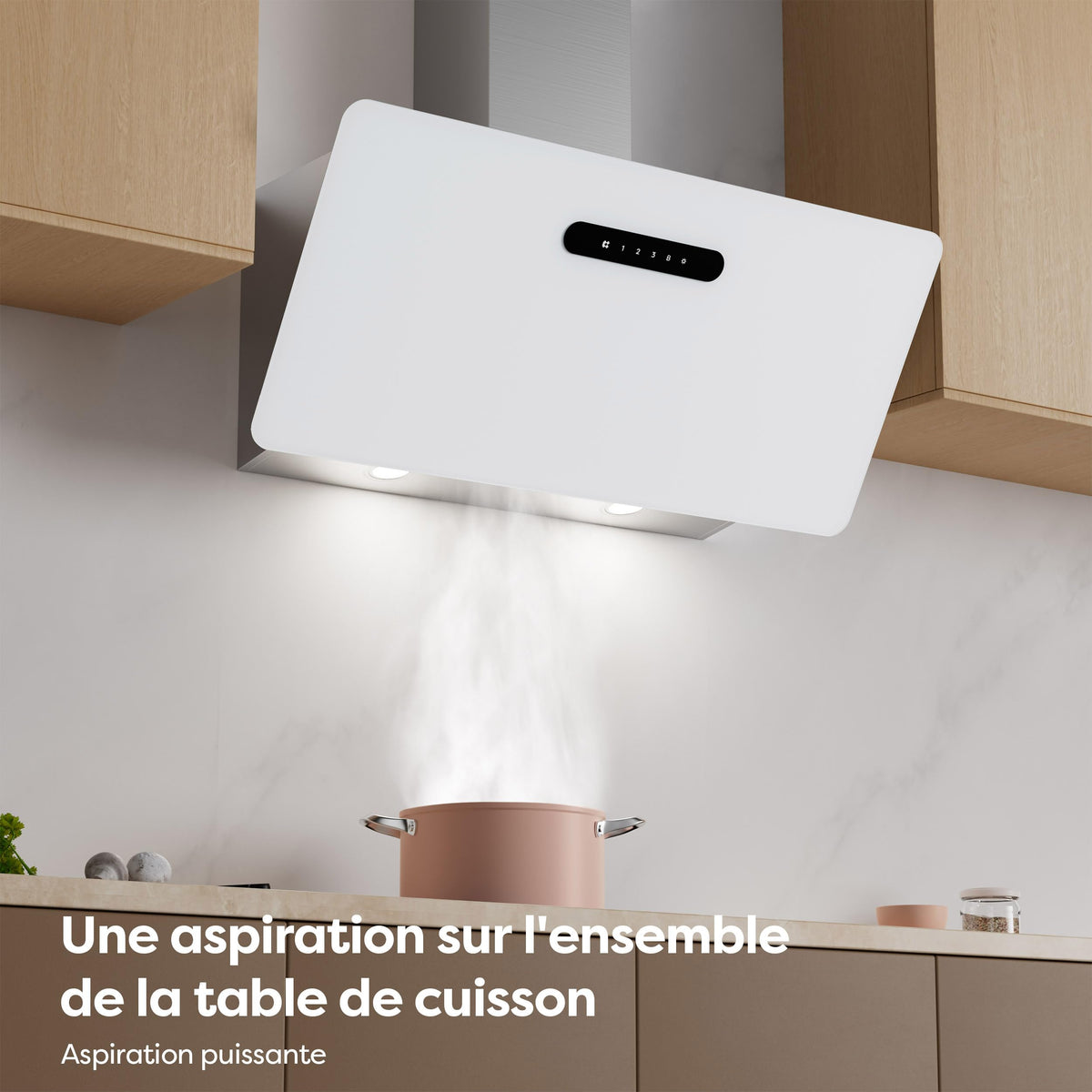 CIARRA CBCW9736K Hotte Aspirante Inclinée 90 cm 650m³/h - Classe A+++ - Filtre à Charbon Inclus - Commande Tactile- 3 Vitesses et Fonction Boost - LED Dimmable