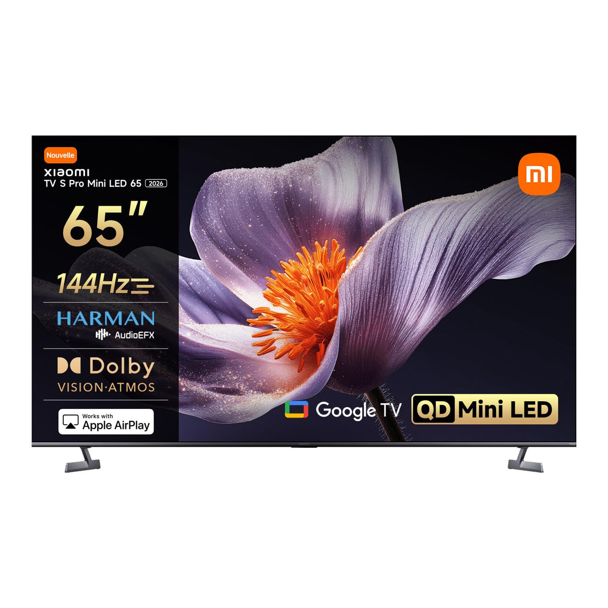 XIAOMI TV S Pro Mini LED 65, Smart TV, Dolby Vision, Dolby Atmos, QLED 4K, 144Hz, Google TV, HDR10+, Triple Tuner, DVB T2, MEMC, DTS-X, Harman AudioEFX, Prime Video, Google Assistant, AirPlay2