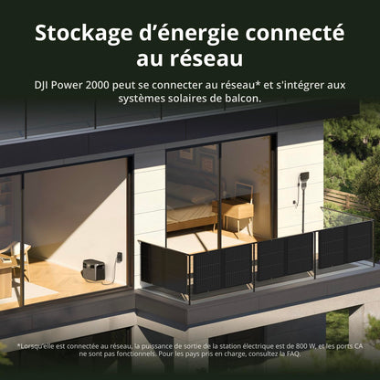 DJI Power 2000, station électrique portable 2 048 Wh (Batterie LFP), format compact, sortie stable de 3 000 W, recharge de 0–80% en 45 min, générateur électrique portable pour maison & camping