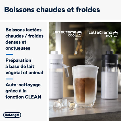 De'Longhi Eletta Explore Cold Brew ECAM452.67.G, Machine à Café Barista avec LatteCrema Hot and Cool, Machine à Espresso, Machine à Café Automatique, Extraction Froide, Pot à Café Inclus, Gris Foncé