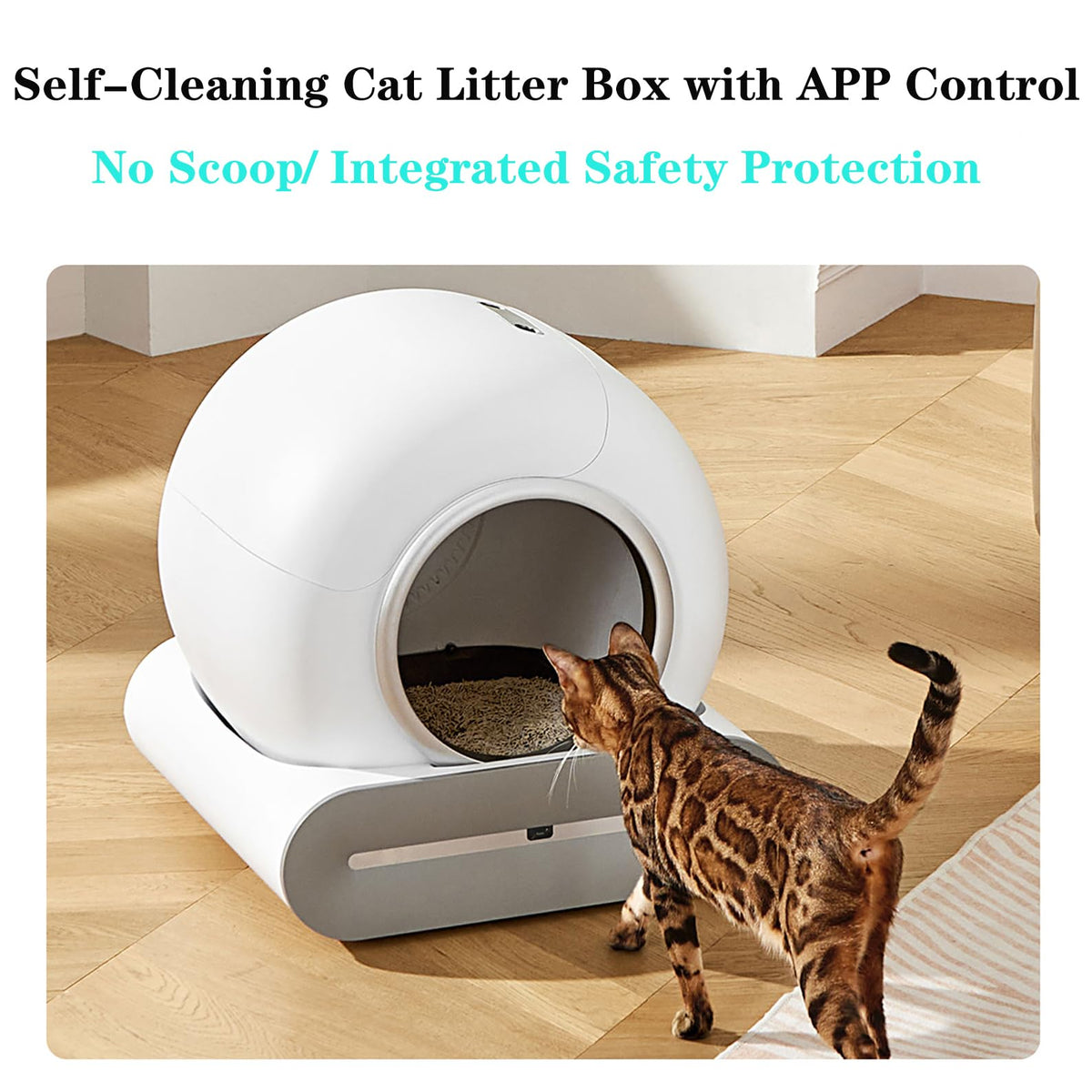 QraraZL Litière Chats Autonettoyante Via Contrôle APP, Bac à Litière Autonettoyante pour Chats, Alerte Intelligente/Moniteur de Santé/Désodorisant Ionique,65L+9L (Intelligent)