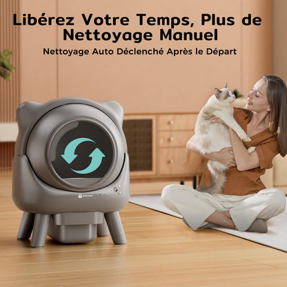 Amicura Cura X1 Litière Chat Autonettoyant avec Contrôle par Application,Capteur de Sécurité (Anti-Pinch), Anti-odeurs, Bac à Litière Autonettoyant, Litière Automatique Facile à Nettoyer