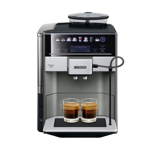 Siemens Set, machine à café tout automatique, EQ6 plus s500, aromaDouble Shot, système autoMilk Clean, gris/noir TE655203RW + BRITA Intenza filtre à eau TZ70003