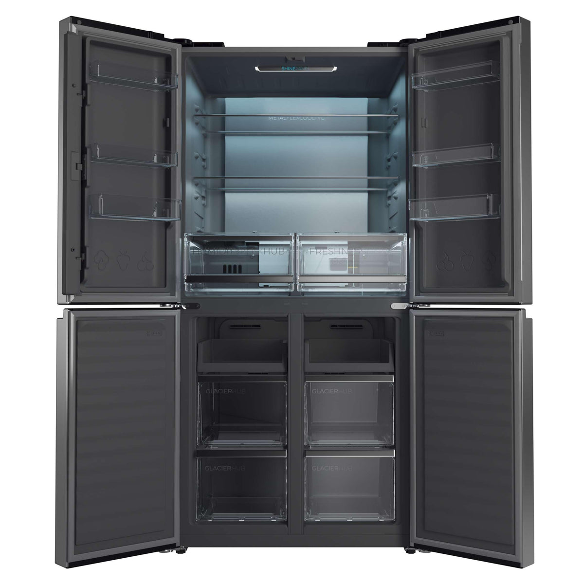 Cecotec Réfrigérateur 4 Portes No Frost Bolero CoolMarket 4D 503 Inox E, 503L, Hauteur 177,5 cm et 85,3 cm Largeur, MetalFlexCooling, Compresseur Inve