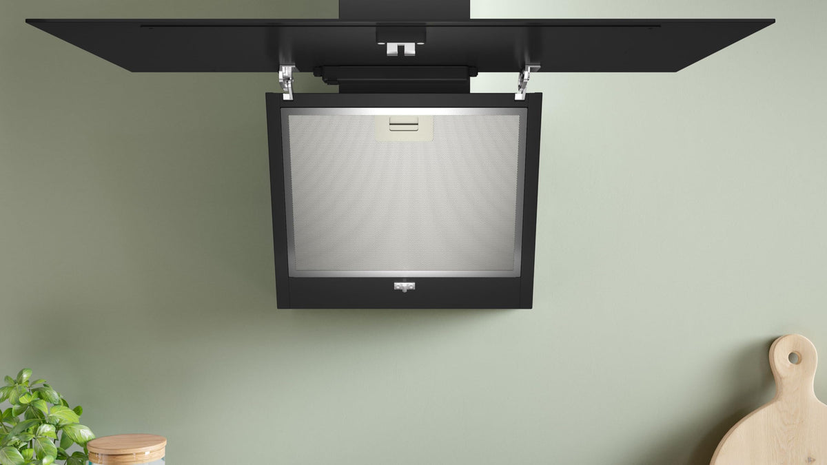 Bosch DWK85DK60 Série 2, Hotte murale, 4 vitesses d'aspiration dont 1 intensive, 80 cm, Noir avec finition en verre