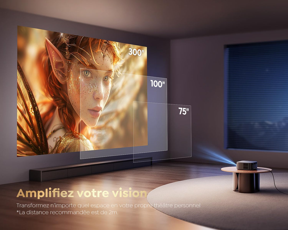 Vidéoprojecteur 4K【1500 ANSI/Google TV】 Netflix/Disney+ Officiel, Auto Focus/Keystone Projecteur WiFi6 Bluetooth Full HD 1080P, Contrôle Vocal, Zoom 50% Projecteur Vidéo de Jour Home Cinéma/Extérieur