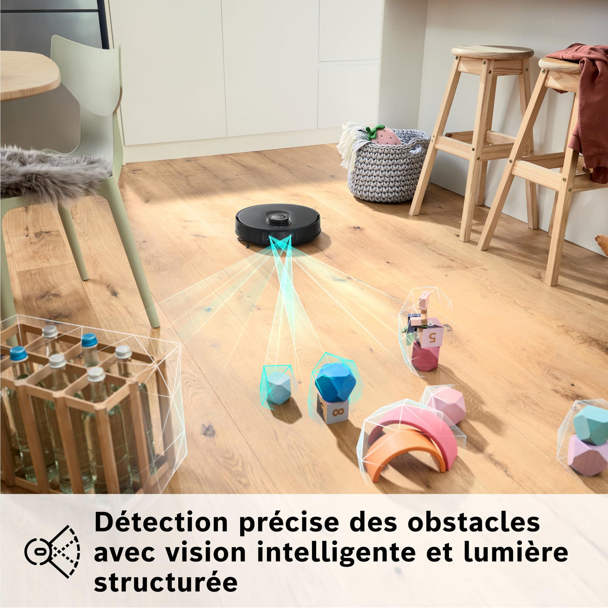 Bosch Spotless Max BCRDW3B, Robot aspirateur-Laveur avec caméra Smart Vision, serpillère rotative, 11 000 Pa, Station de Service sèche-Humide, Application Home Connect, Noir