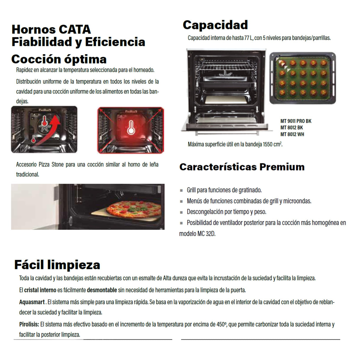 Cata Four statique SES 6204 WH avec 4 fonctions Programmateur de cuisson mécanique avec capacité 66 L Largeur 60 cm Blanc