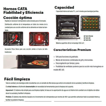 Cata Four statique SES 6204 WH avec 4 fonctions Programmateur de cuisson mécanique avec capacité 66 L Largeur 60 cm Blanc