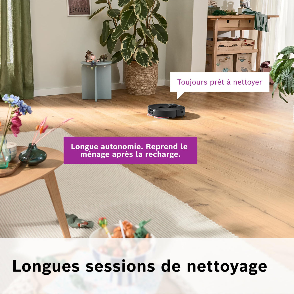 Bosch Spotless Max BCRDW3B, Robot aspirateur-Laveur avec caméra Smart Vision, serpillère rotative, 11 000 Pa, Station de Service sèche-Humide, Application Home Connect, Noir
