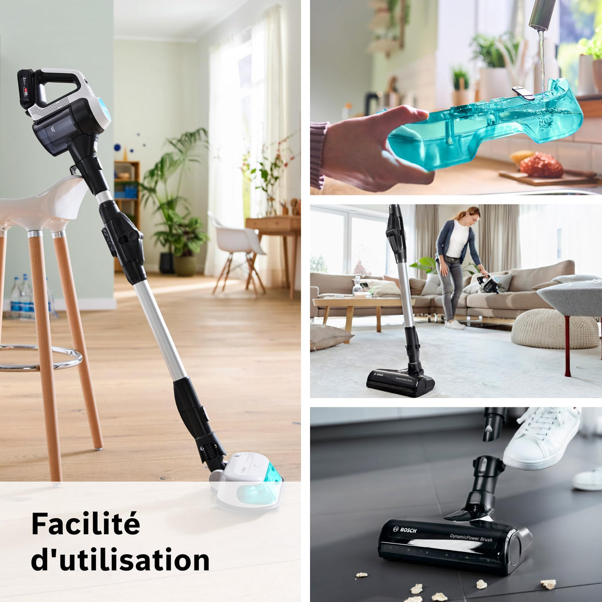 Bosch, aspirateur sans Fil 2 en 1, Unlimited 7 ProHygiène, Brosse Aqua 2 en 1, la Brosse motorisée AllFloor DynamicPower, Blanc, BCS71HYG2