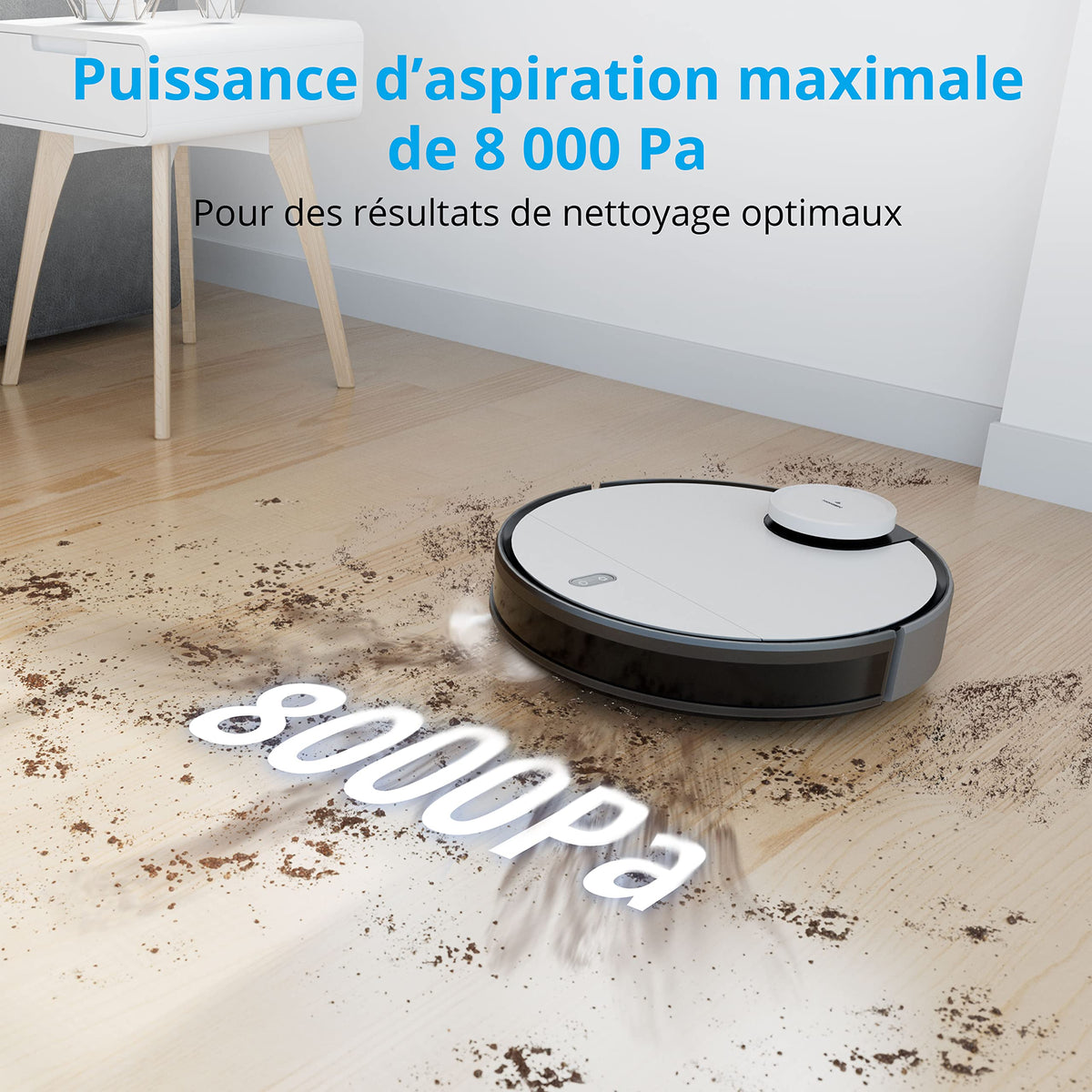 MEDION Robot aspirateur avec Navigation Laser et Fonction Balayage X40 SW (Puissance de 8000Pa, aspirateur Robot 2en1 Alexa, création précise, Zones Go & No Go, Plusieurs étages)