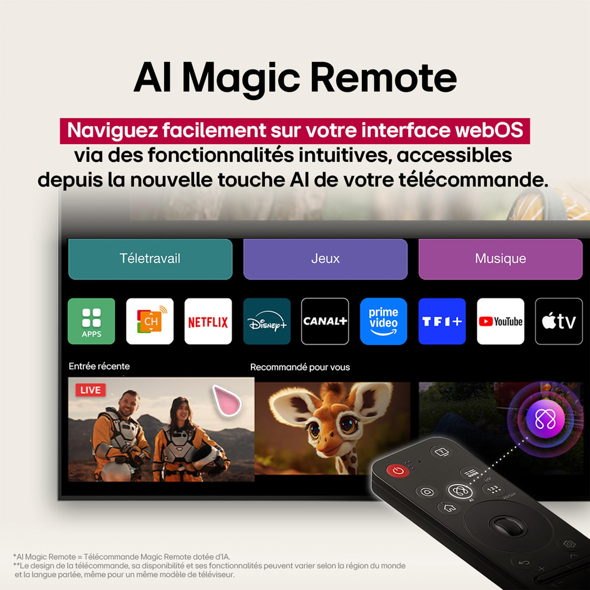 LG TV QNED AI 2025 | 43QNED8E | 43'' (108cm) | 4K UHD | HDR10 | webOS 25 | Télécommade AI Magic Remote | Alexa, Google Assistant | Netflix Disney+ CANAL+ Prime Video | AirPlay 2 | Luminosité éclatante