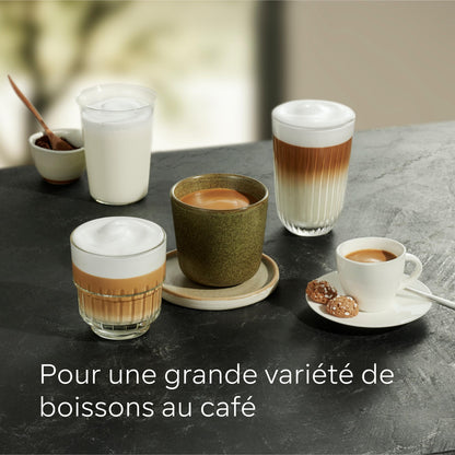 SIEMENS, machine à café tout automatique, EQ300, ceramDrive, milkPerfect, fonction oneTouch, noir piano, TF301E19