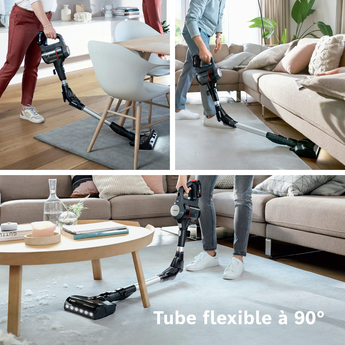 Bosch Electroménager Unlimited 7, BBS712A, aspirateur Balai, 2 Batteries 3.0 Ah Power for All, autonomie de 40 Min par Batterie, Tube Flexible, Poids léger, Accessoires, éclairage LED, Anthracite