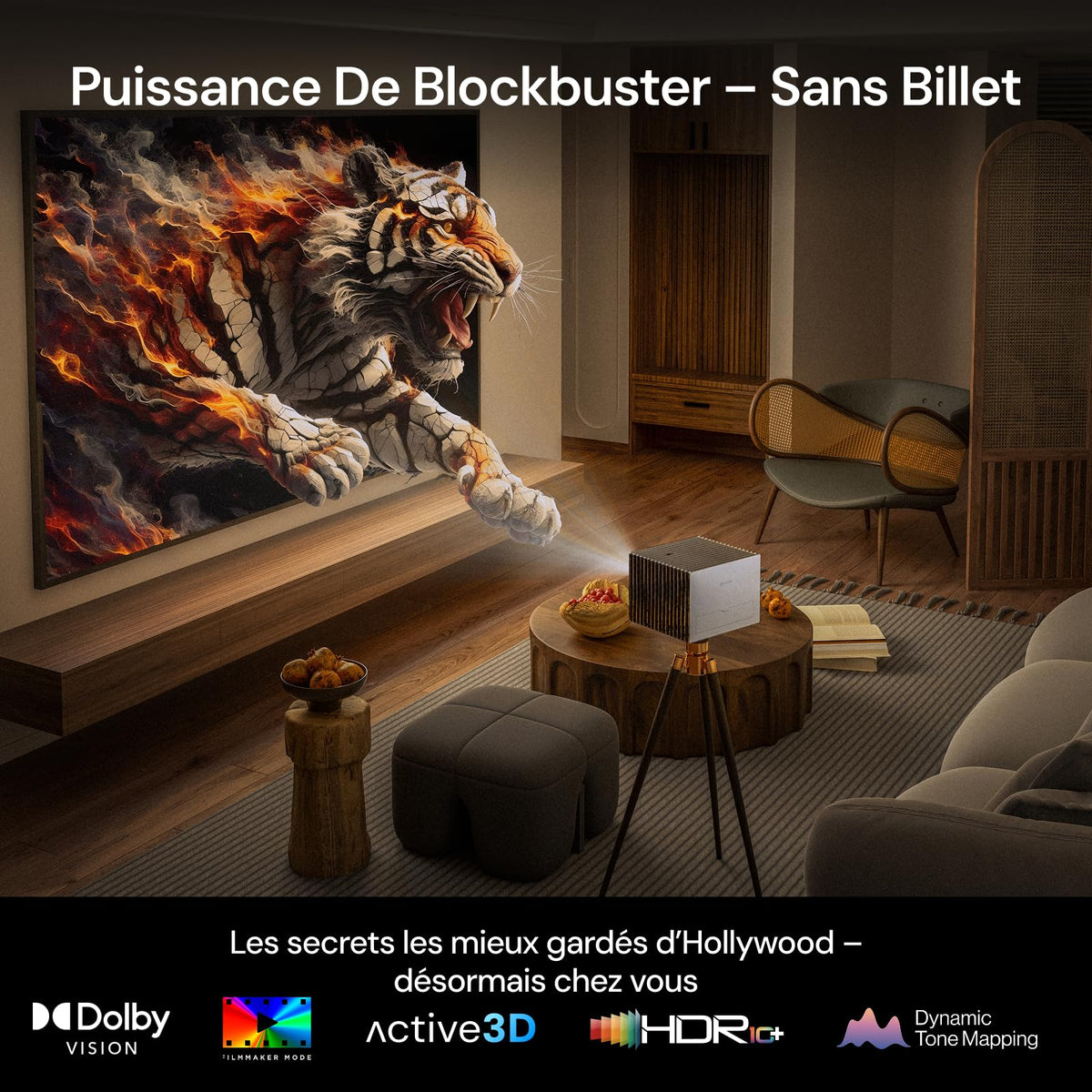 Valerion VisionMaster Pro Vidéoprojecteur Laser Triple 4K, 2500 ISO Lumens, Contraste 15000:1, Zoom Optique 0,9-1,5X, IMAX Enhanced, HDR10+, Faible Latence 4ms, Compatible Smart Homekit