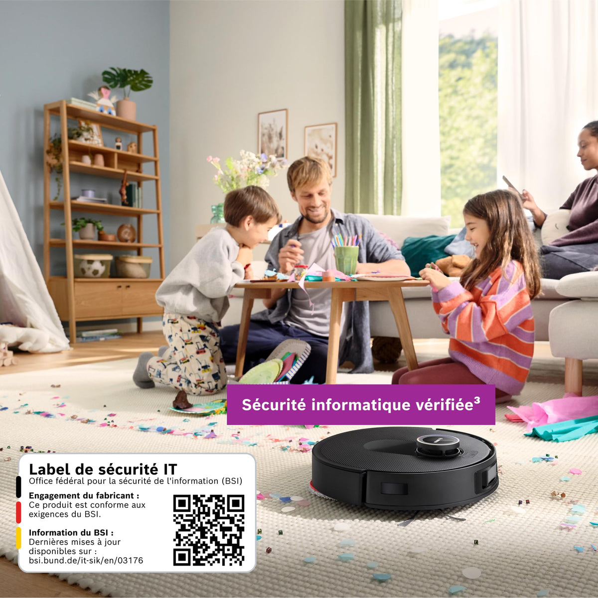Bosch Spotless Max BCRDW3B, Robot aspirateur-Laveur avec caméra Smart Vision, serpillère rotative, 11 000 Pa, Station de Service sèche-Humide, Application Home Connect, Noir