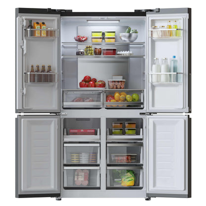Cecotec American Refrigerator 4 Doors Dark 490 L CoolMarket 4D 490 Dark E. 183 cm High, 91 cm Wide, Low Power Consumption, Inverter Plus Engine, Fast Cooling and Fast Freezing, Total NoFrost
