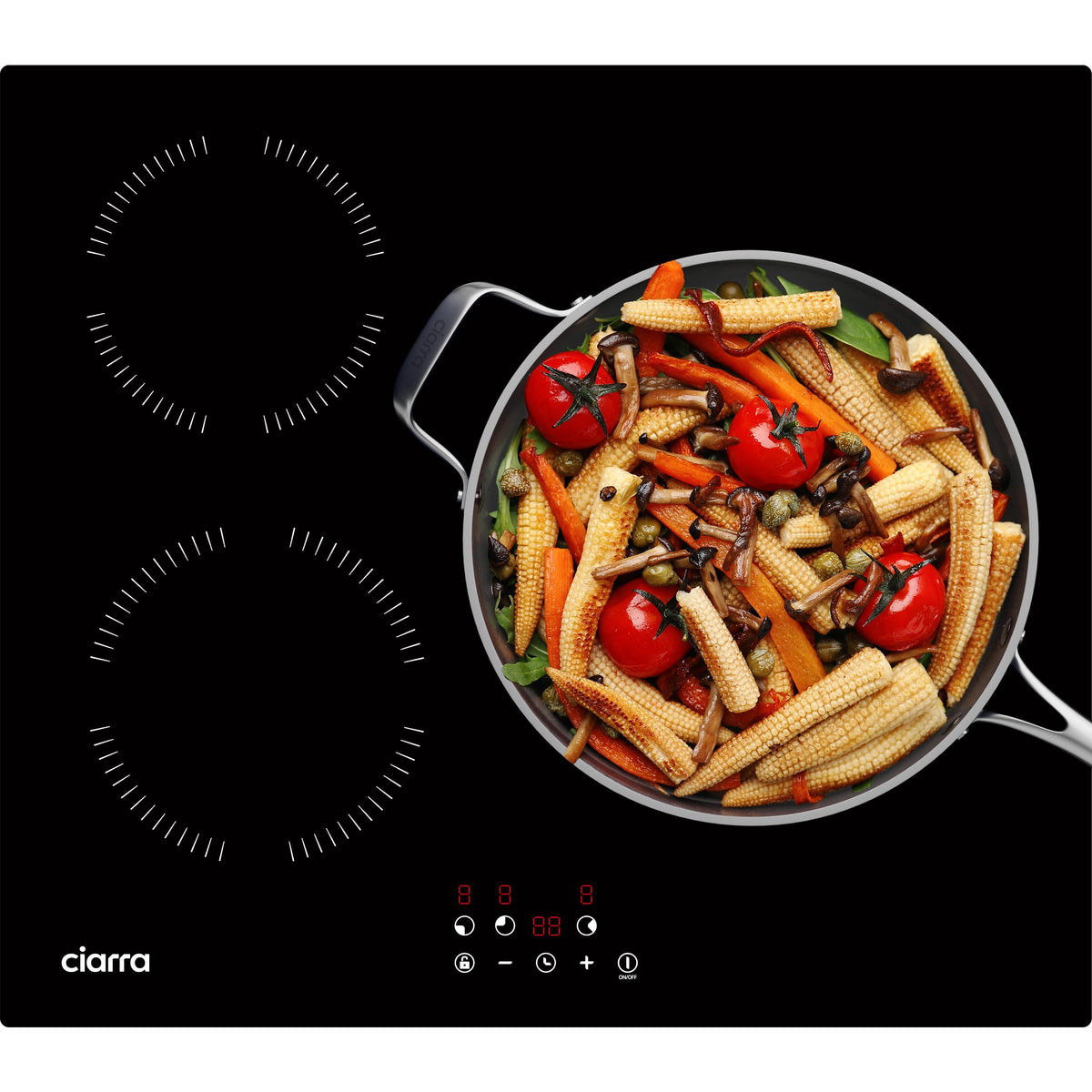 Ciarra CABBIH3-A Plaque Induction 3 Feux 5600W, 60CM Plaque de Cuisson Verre, Contrôle Tactile, Minuterie, Sécurité Enfant
