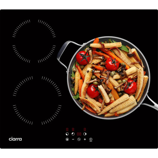 Ciarra CABBIH3-A Plaque Induction 3 Feux 5600W, 60CM Plaque de Cuisson Verre, Contrôle Tactile, Minuterie, Sécurité Enfant
