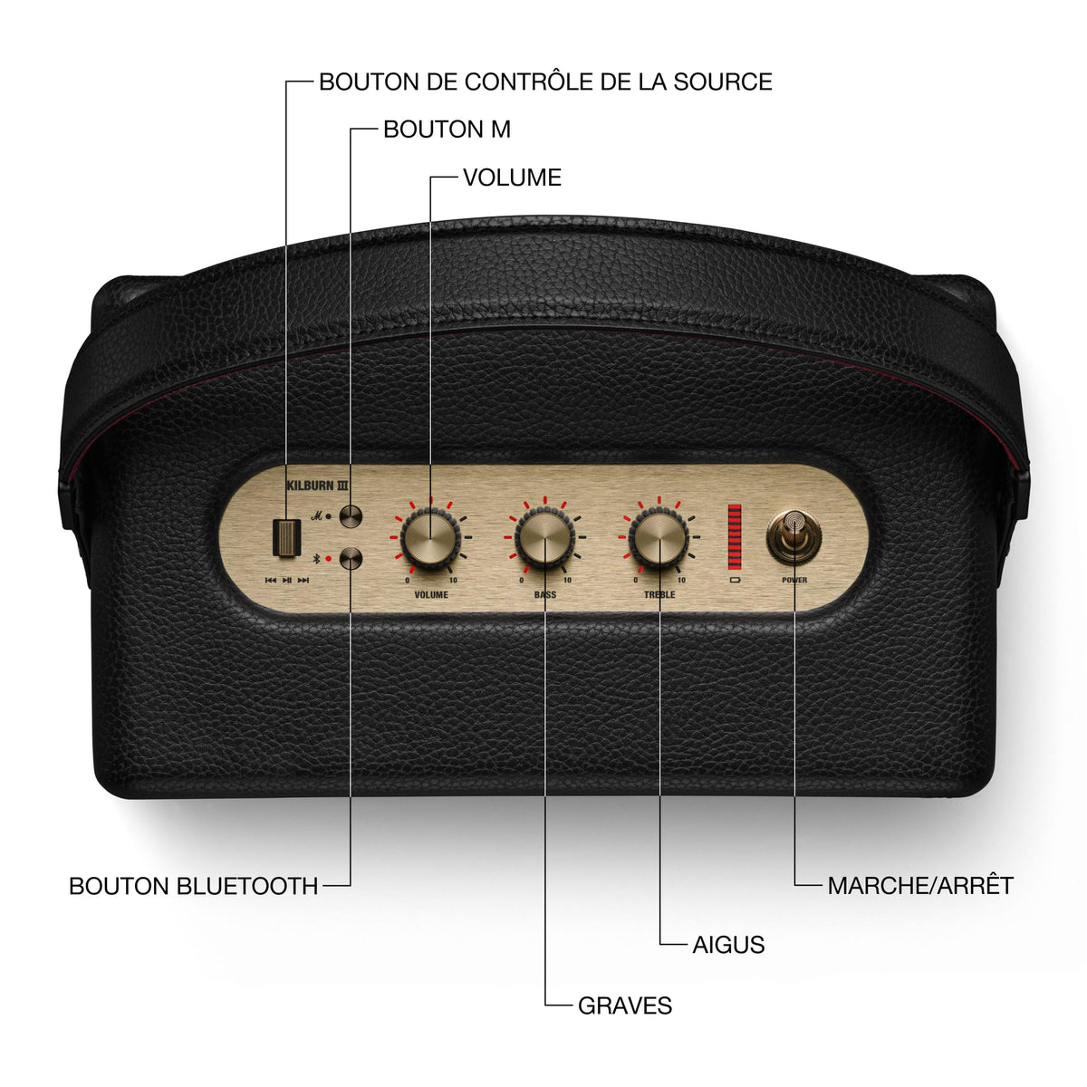 Marshall Kilburn III Bluetooth Enceinte Portable avec Plus de 50 h d’autonomie - Noir et Laiton