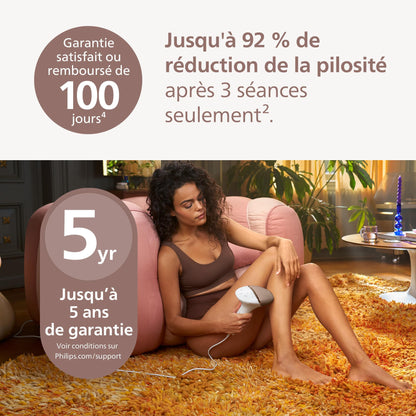Philips Lumea série 8000, Épilateur à lumière pulsée, alternative à l'épilation laser, technologie SenseIQ, 4 accessoires pour le corps, le visage, le maillot et les aisselles, modèle BRI948/00