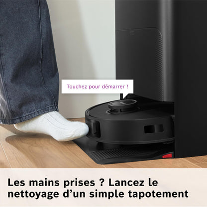Bosch Spotless Max BCRDW3B, Robot aspirateur-Laveur avec caméra Smart Vision, serpillère rotative, 11 000 Pa, Station de Service sèche-Humide, Application Home Connect, Noir