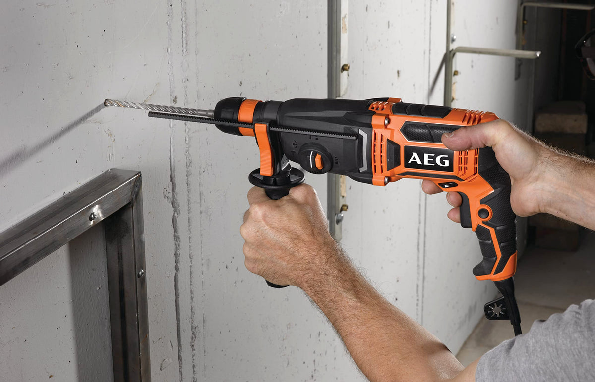 AEG - Perforateur burineur SDS+ 24 mm, 800 W, 2,4 Joules EPTA, poignée, butée, adaptateur Fixtec, mandrin métal 13 mm auto-serrant, en coffret - KH24IXE