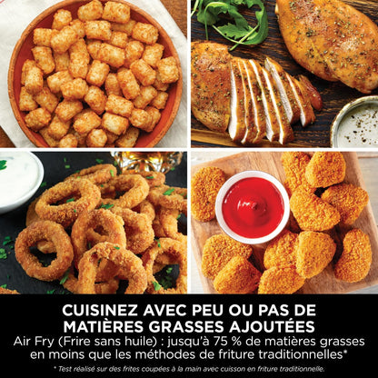 Ninja Double Stack Air-Fryer, Friteuse verticale sans huile à 2 tiroirs, 4 niveaux cuisson, 2 tiroirs et 2 grilles, design compact, capacité de 7,6L, 6 fonctions de Cuisson, 6 portions, gris SL300EU