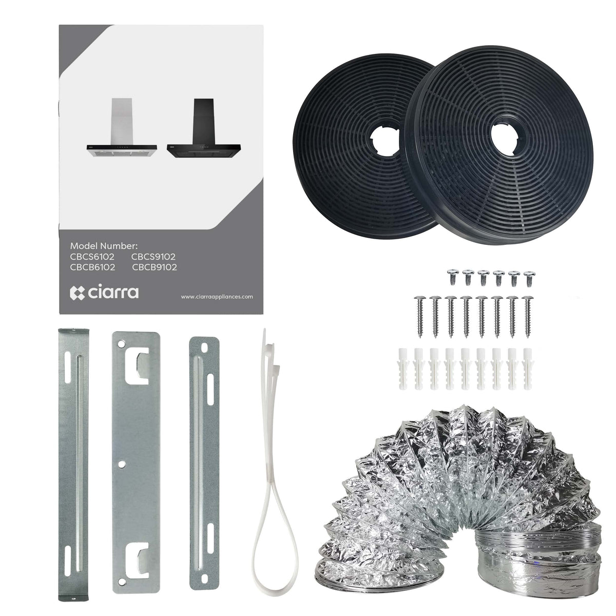 CIARRA CBCB6102 Hotte Aspirante 60 cm A+++ 650 m³/h - App & TouchControl - 4 Vitesses + Booster - Recyclage & Évacuation - Filtre à Charbon CBCF003 - Noire