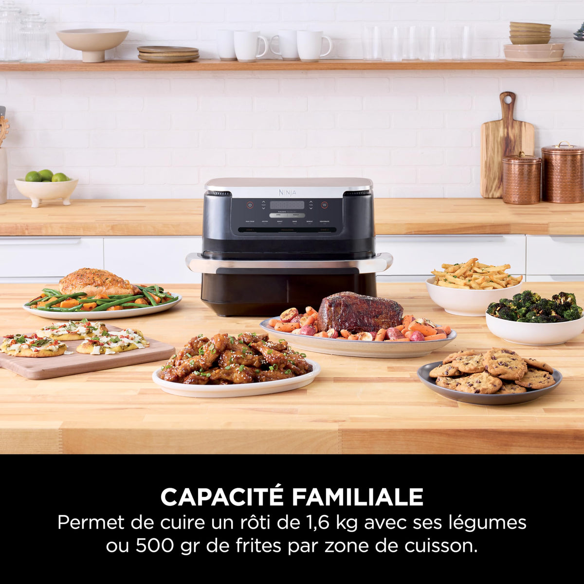 Ninja FlexDrawer Friggitrice ad aria doppio cestello, 6,6 L, 6 in 1, DualZone, divisorio rimovibile, zero olio, arrosto/forno, massima croccantezza, parti lavabili in lavastoviglie, nero, AF550EU