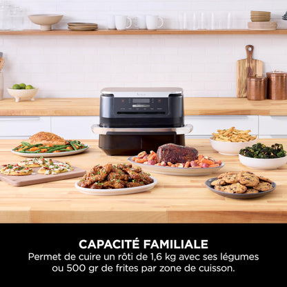 Ninja FlexDrawer Friggitrice ad aria doppio cestello, 6,6 L, 6 in 1, DualZone, divisorio rimovibile, zero olio, arrosto/forno, massima croccantezza, parti lavabili in lavastoviglie, nero, AF550EU