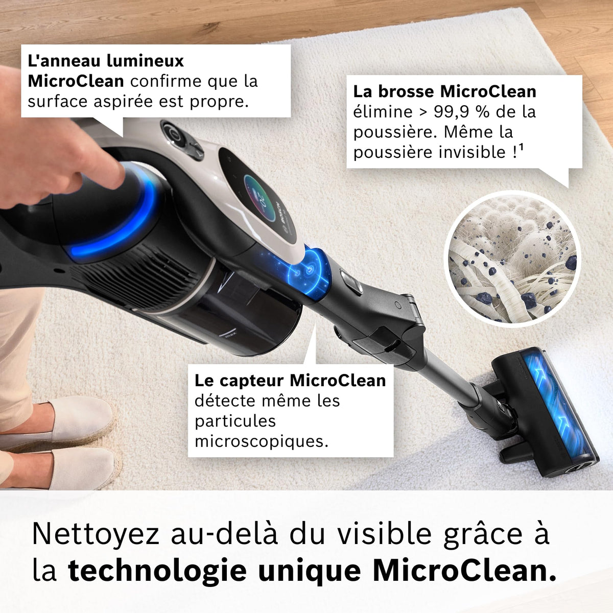 Bosch, aspirateur Balai sans Fil, Unlimited 10, Batterie 4.0 Ah, Technologie MicroClean, bac à poussière Facile à Vider, Tube Flexible, éclairage LED, Rose, BKS1041RHF