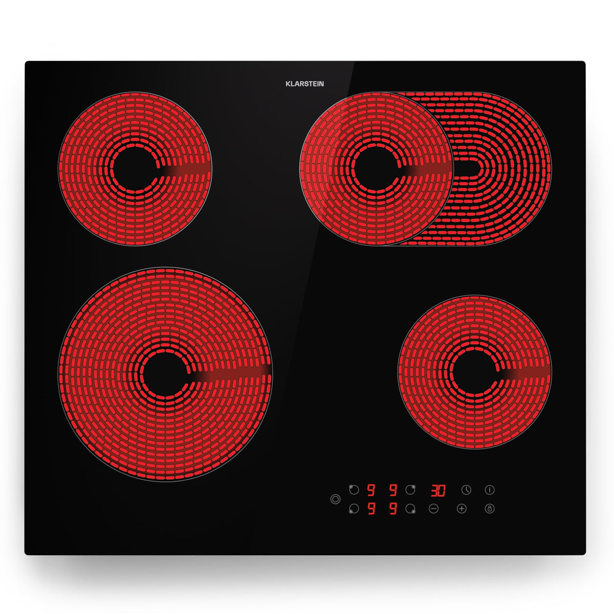 Klarstein Plaque Induction 6500W, Plaque de Cuisson Electrique à Induction, Plaque Induction Encastrées 4 feux, Tables de Cuisson, Plaques chauffantes ThermoBoost, Rechaud Electrique pour la Cuisine