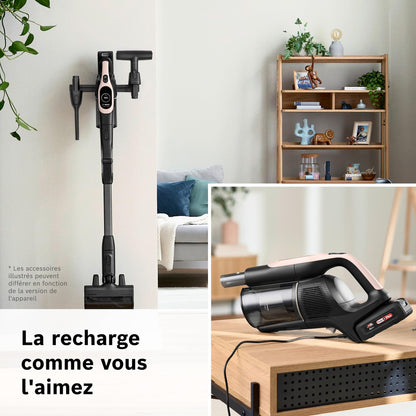Bosch, aspirateur Balai sans Fil, Unlimited 10, Batterie 4.0 Ah, Technologie MicroClean, bac à poussière Facile à Vider, Tube Flexible, éclairage LED, Rose, BKS1041RHF