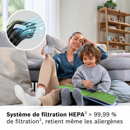 Bosch, aspirateur Balai sans Fil, Unlimited 9, Batterie 3.0 Ah, Technologie MicroClean, bac à poussières Facile à Vider, éclairage LED, Vert, BBS921TBA