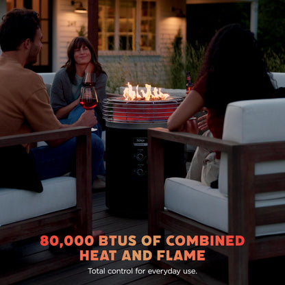 Ninja Fireside360™ Outdoor Heater & Fire Pit with 3 Modes – Flame, Heat, Flame & Heat, Portable for Patio, Deck, Camping, Beach, Easy Control Flames and Heat, Push to Start Ignition, Black, OF101BK