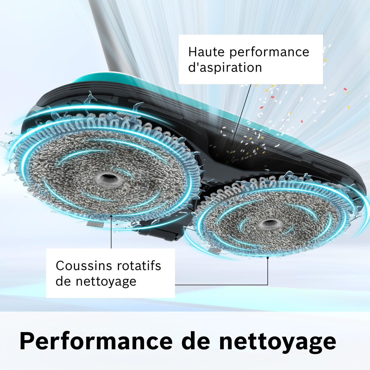 Bosch, aspirateur sans Fil 2 en 1, Unlimited 7 ProHygiène, Brosse Aqua 2 en 1, la Brosse motorisée AllFloor DynamicPower, Blanc, BCS71HYG2
