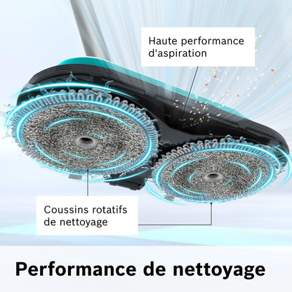 Bosch, aspirateur sans Fil 2 en 1, Unlimited 7 ProHygiène, Brosse Aqua 2 en 1, la Brosse motorisée AllFloor DynamicPower, Blanc, BCS71HYG2