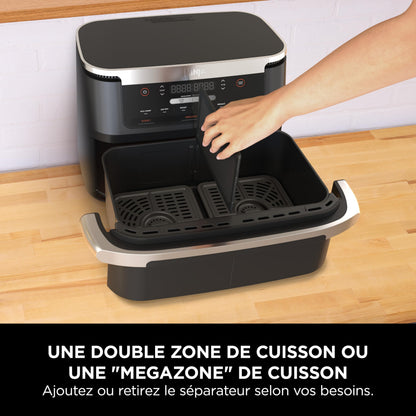 Ninja FlexDrawer Friggitrice ad aria doppio cestello, 6,6 L, 6 in 1, DualZone, divisorio rimovibile, zero olio, arrosto/forno, massima croccantezza, parti lavabili in lavastoviglie, nero, AF550EU