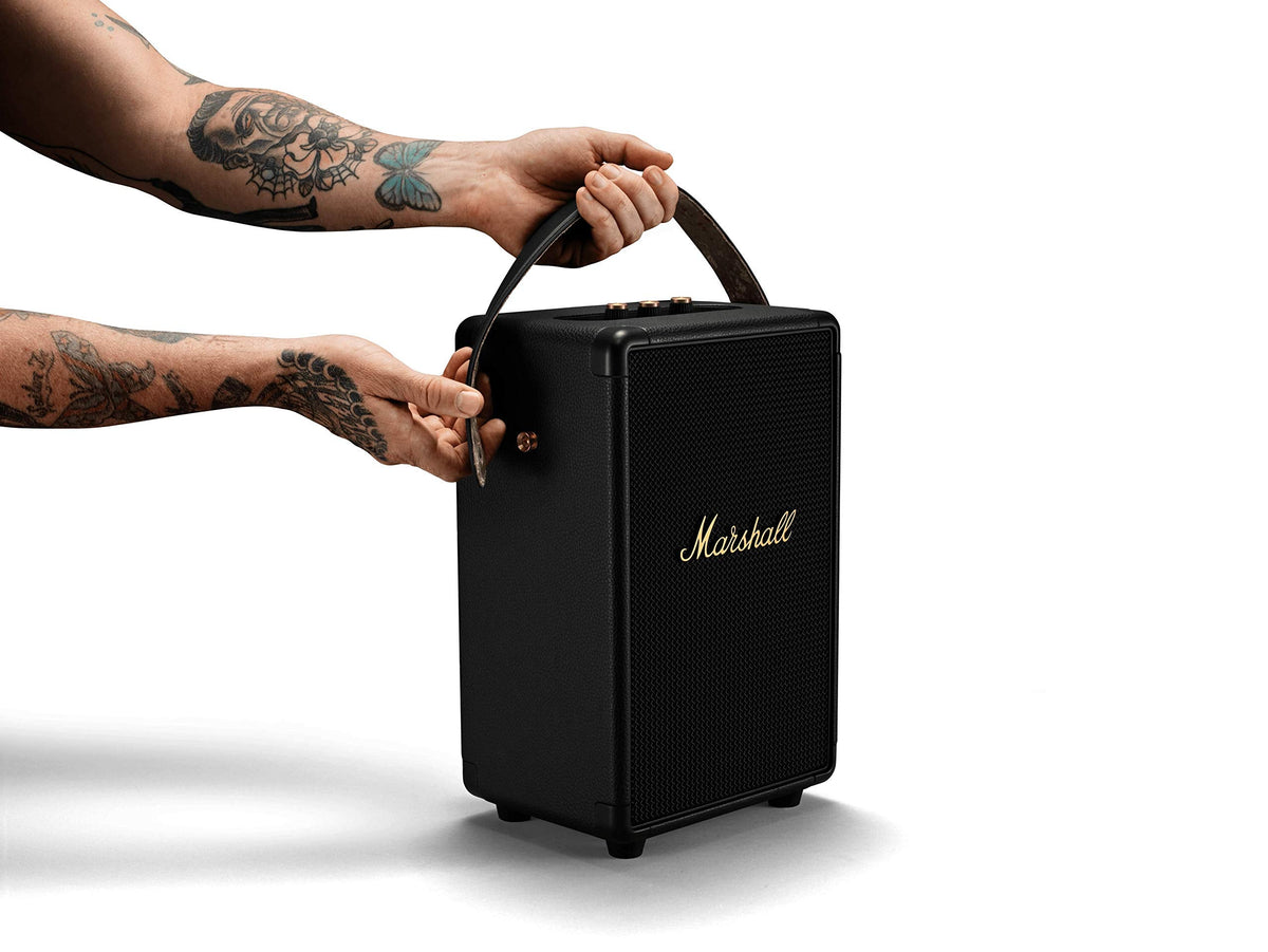 Marshall Tufton Haut-parleur de fête Bluetooth portable d'extérieur, résistant à l'eau IPX2 - Noir et laiton