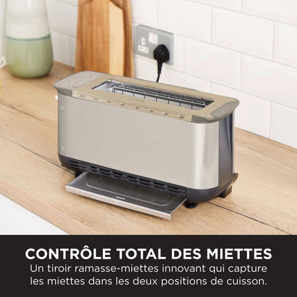 Ninja Foodi 3-en-1, Grille-Pain, Grill et Presse-panini, 7 Fonctions de Cuisson, inclut un Presse-panini, un Plateau de Cuisson et un Bac à Miettes, S