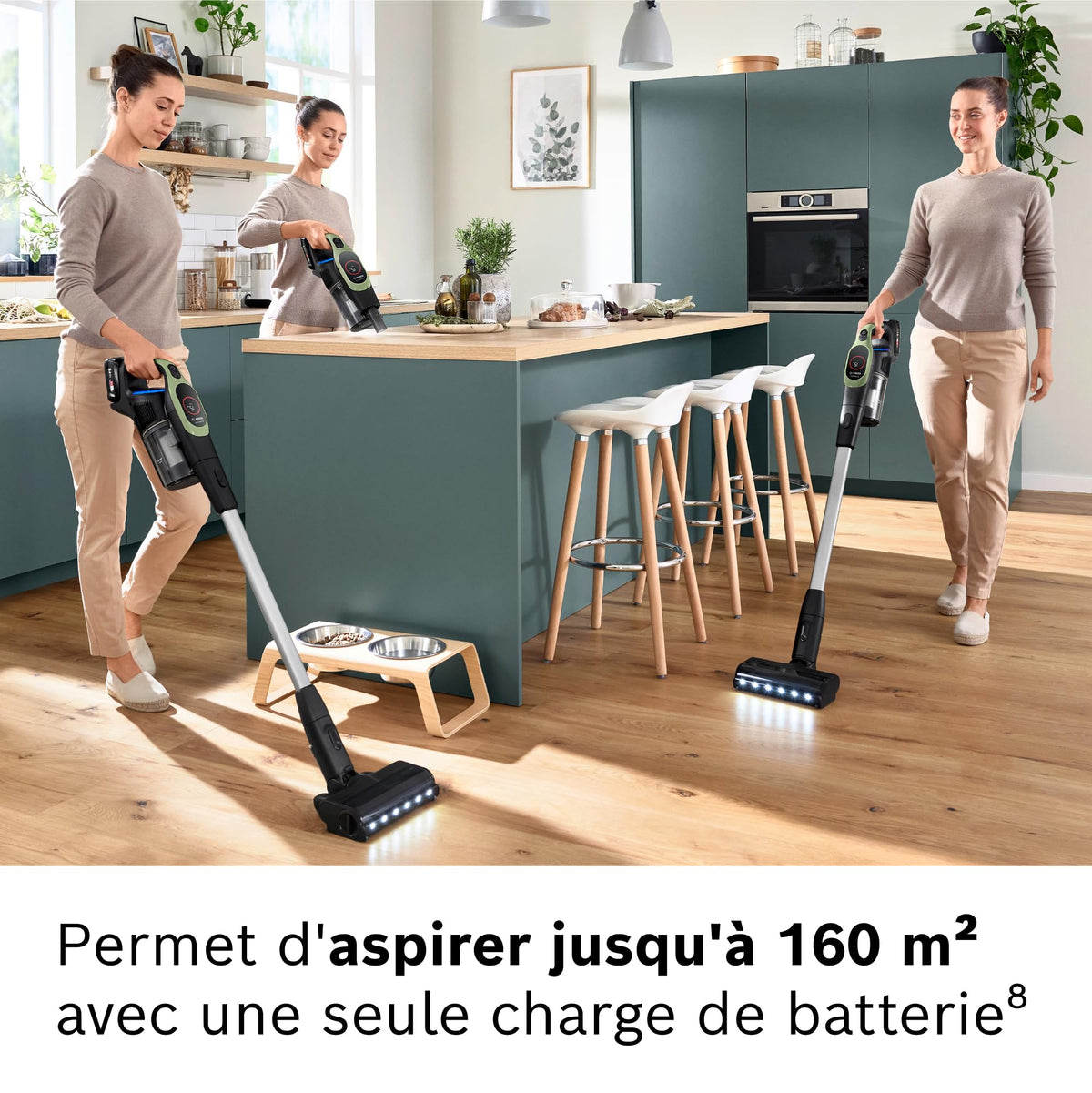 Bosch, aspirateur Balai sans Fil, Unlimited 9, Batterie 3.0 Ah, Technologie MicroClean, bac à poussières Facile à Vider, éclairage LED, Vert, BBS921TBA