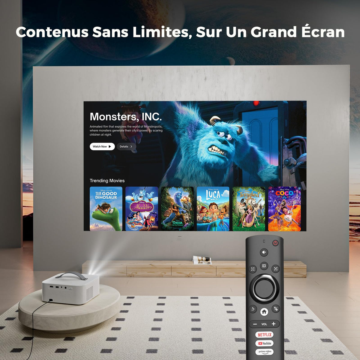 Videoprojecteur 4K【App Intégrée/1600 ANSI/Auto Focus/Keystone】 Dolby Audio 1080P Natif Projecteur Video, avec HDMI eARC, WiFi6, Bluetooth Lisowod Retr