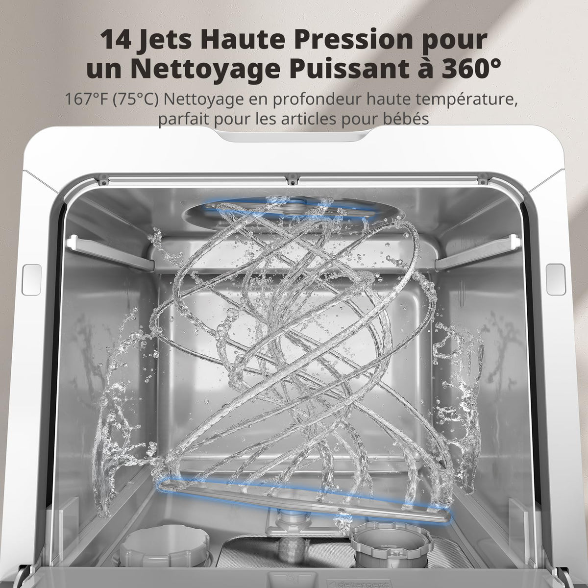 AIRMSEN Mini Lave-Vaisselle de Table, Lave-Vaisselle Portable 5L, 8 Programmes + 3 Programmes supplémentaires, Départ Différé 1-18 h, Adoucisseur d’Eau et Sécurité Enfant