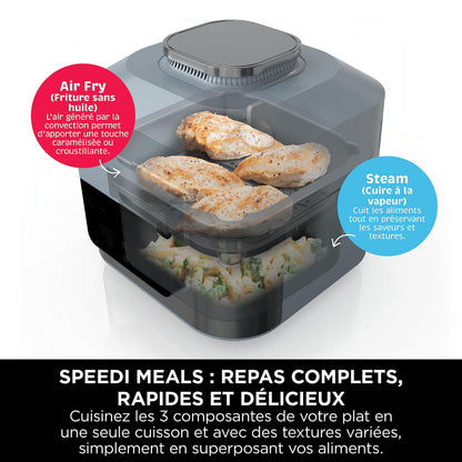 Ninja Speedi 10-en-1 Cuiseur rapide, Air Fryer, Friteuse à air et Multicuiseur, 5.7L, Repas pour 4 en 15 minutes, Vapeur, Gril, Cuire au four, Rôtir, Saisir, Mijoter et plus, Gris Sel de Mer, ON400EU