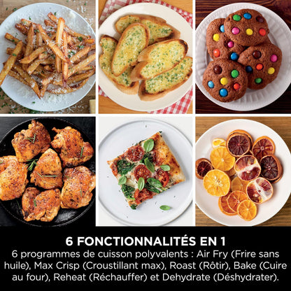 Ninja Double Stack Air-Fryer, Friteuse verticale sans huile à 2 tiroirs, 4 niveaux cuisson, 2 tiroirs et 2 grilles, design compact, capacité de 7,6L, 6 fonctions de Cuisson, 6 portions, gris SL300EU