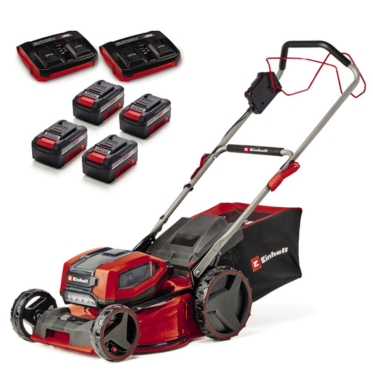Einhell Professional Tondeuse à gazon sans fil GP-CM 36/47S Li BL (4x4,0Ah) Power X-Change (36V, moteur Brushless, Coupe à 47cm, Bac de 65L) Livré avec 4 Batteries 4,0Ah et 2 Chargeurs doubles